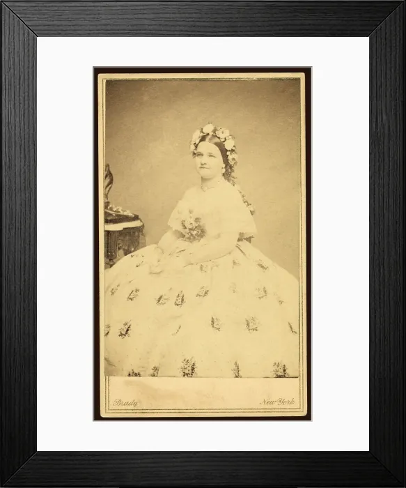 Framed Print : Mary Todd Lincoln (1818-1882), in her year as First Lady, 1861. Photography by Mathew Brady