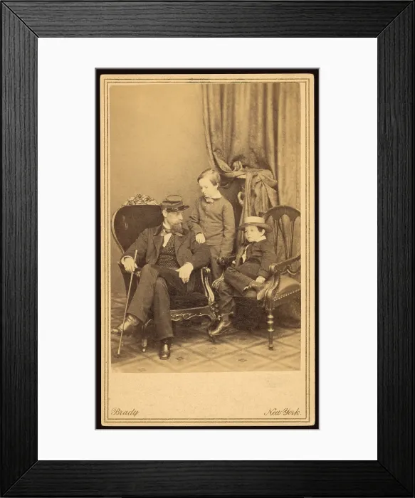 Framed Print : Willie and Tad Lincoln with cousin Lockwood Todd. Members of Mary Lincoln's large Kentucky family visited the White House, and often for extended stays