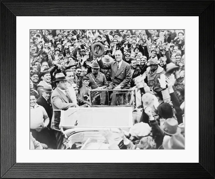 Framed Print : Franklin D. Roosevelt (1882-1945), campaigning for President against incumbent Herbert Hoover Framed Print : Franklin D. Roosevelt (1882-1945), campaigning for President against incumbent Herbert Hoover