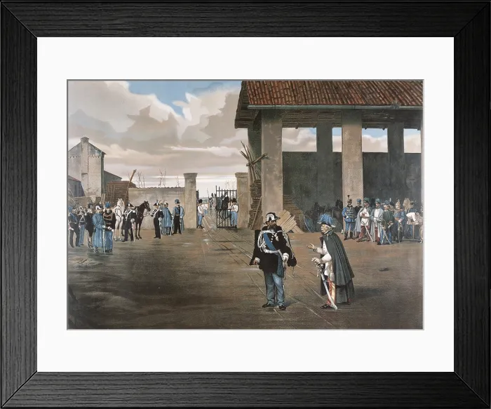 Framed Print : Italian unification, King Victor Emmanuel II meets marshal Radetzky in Vignole, 1849. Litography. ITALY. Brescia. Risorgimento Museum Framed Print : Italian unification, King Victor Emmanuel II meets marshal Radetzky in Vignole, 1849. Litography. ITALY. Brescia. Risorgimento Museum