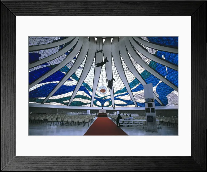 Framed Print : CESCHIATTI, Alfredo (1918-1989); NIEMEYER, Oscar (1907). Metropolitan Cathedral of Brasilia. 1960. BRAZIL. FEDERAL DISTRICT. Brasilia. Circular hall. Sculpture; Architecture Framed Print : CESCHIATTI, Alfredo (1918-1989); NIEMEYER, Oscar (1907). Metropolitan Cathedral of Brasilia. 1960. BRAZIL. FEDERAL DISTRICT. Brasilia. Circular hall. Sculpture; Architecture