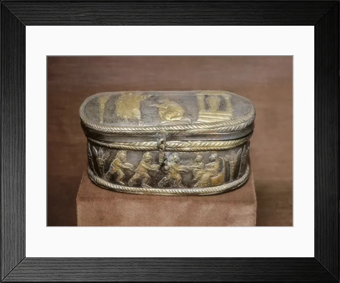 Framed Print : Reliquary Casquet knwon as'Capsella di Brivio'. 1st half 5 c. Silver reliquary with scenes of the Old Testament. Paleo-christian art. Jewelry. FRANCE. Paris Framed Print : Reliquary Casquet knwon as'Capsella di Brivio'. 1st half 5 c. Silver reliquary with scenes of the Old Testament. Paleo-christian art. Jewelry. FRANCE. Paris