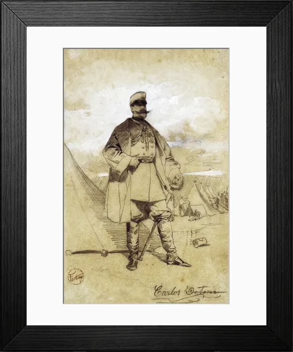 Framed Print : FORTUNY, Mariano (1838-1874). El coronel Carlos de Tenre. 1859 - 1860. Sketches of the War of Africa. Romanticism. Drawing. SPAIN. Reus. Salvador Vilaseca Regional Museum. - J