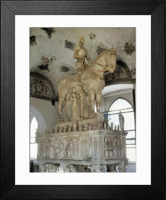 Framed Print : CAMPIONE, Bonino da ( -1397). Monument to Bernabo Visconti. 1363-1385. ITALY. Milan. Sforzesco Palace. Equestrian figure. Renaissance art. Trecento. Sculpture on marble