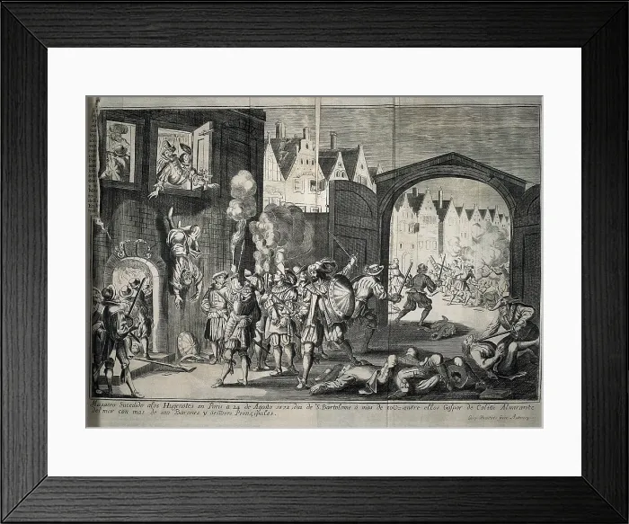 Framed Print : France. Saint Bartholomew's Day massacre in Paris (24th August 1572). Engraving. SPAIN. Barcelona. Biblioteca de Catalunya (National Library of Catalonia)