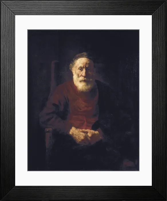 Framed Print : REMBRANDT, Harmenszoon van Rijn, called (1606-1669). Old Man Seated. 1654. Baroque art. Oil on canvas. RUSSIA. Saint Petersburg. State Hermitage Museum