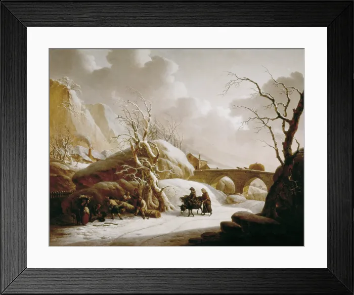 Framed Print : SCHEICKHARDT or SCHWEICHARDT, Heinrich Wilheim (1746-1797). Winter landscape with farmers. end 18th c. Oil on canvas. AISA / Everett Collection**US SALES ONLY**