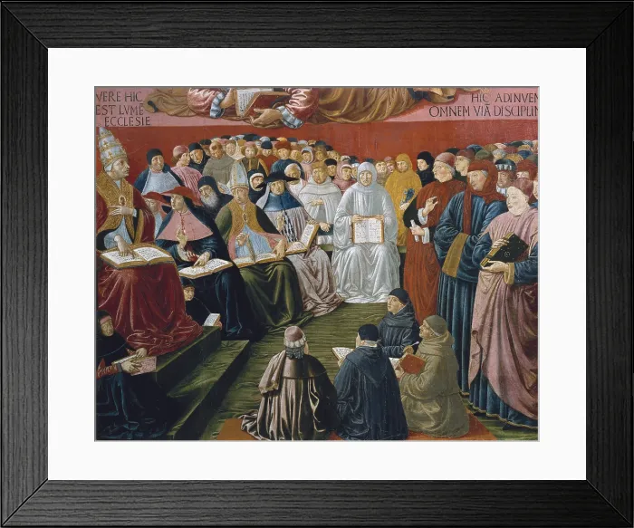 Framed Print : Gozzoli, Benozzo di Lese, called Benozzo (1420-1497). The Triumph of Saint Thomas Aquinas. 1470-1475. Lower detail. Renaissance art. Quattrocento. Painting. FRANCE. Paris Framed Print : Gozzoli, Benozzo di Lese, called Benozzo (1420-1497). The Triumph of Saint Thomas Aquinas. 1470-1475. Lower detail. Renaissance art. Quattrocento. Painting. FRANCE. Paris