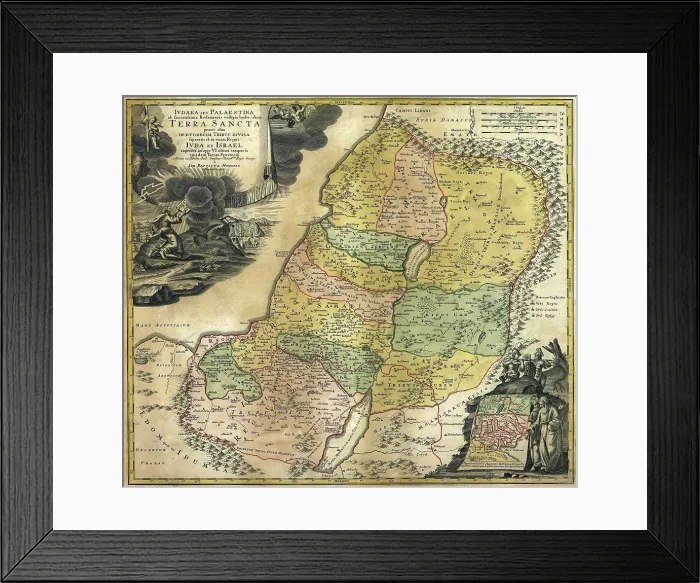 Framed Print : 1748 map of Palestine showing land divisions based on the Twelve Tribes of Israel Framed Print : 1748 map of Palestine showing land divisions based on the Twelve Tribes of Israel