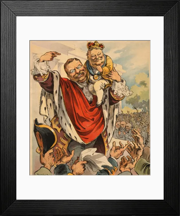 Framed Print : Cartoon shows William Taft (1857-1930) as the choice of President Theodore Roosevelt. Once in office, Taft alienated the progressives and Roosevelt