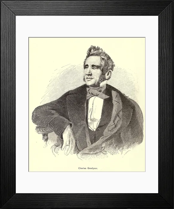 Framed Print : Charles Goodyear (1800-1860) discovered the rubber vulcanizing process in 1839. In 1844 he received a U.S