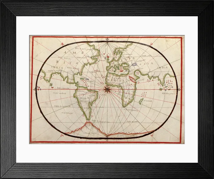 Framed Print : 1590 map of the World Framed Print : 1590 map of the World