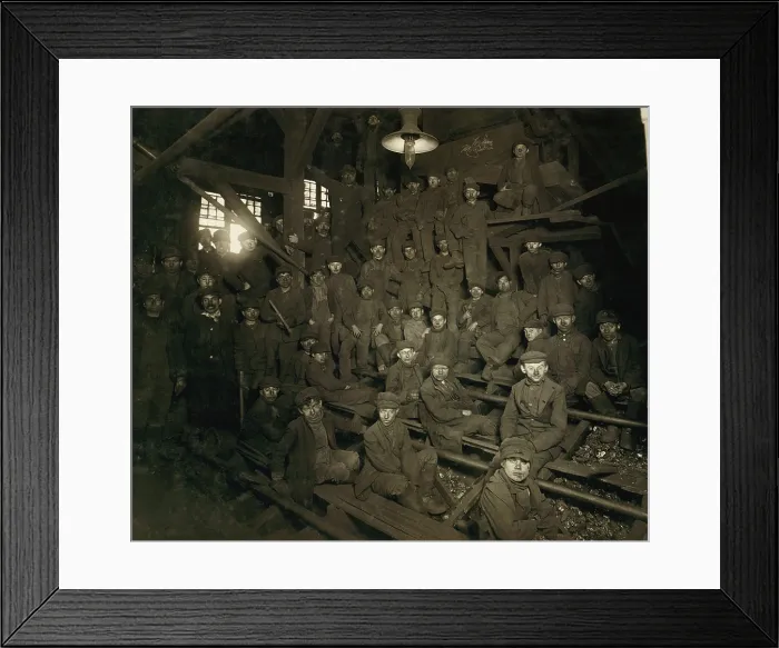 Framed Print : Dust covered Breaker Boys during a noon hour break at a South Pittston Pennsylvania Coal mine Framed Print : Dust covered Breaker Boys during a noon hour break at a South Pittston Pennsylvania Coal mine