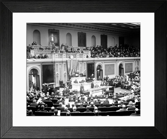 Framed Print : Counting the electoral vote on Feb. 9, 1921, which resulted in the elections of President Warren Harding (1865-1923) and Vice President Calvin Coolidge (1872-33) Framed Print : Counting the electoral vote on Feb. 9, 1921, which resulted in the elections of President Warren Harding (1865-1923) and Vice President Calvin Coolidge (1872-33)
