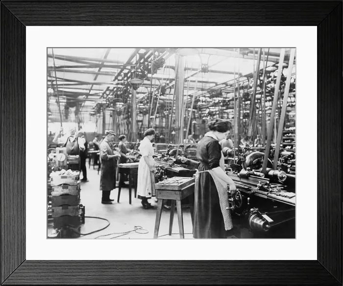 Framed Print : Women grinding barrels of 45 caliber automatics at Colt's Patent Fire Arms Plant, Hartford, Connecticut, between 1914 and 1918 Framed Print : Women grinding barrels of 45 caliber automatics at Colt's Patent Fire Arms Plant, Hartford, Connecticut, between 1914 and 1918