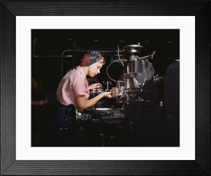 Framed Print : Woman defense worker in training at Douglas Aircraft Company plant, Long Beach, California. October 1942