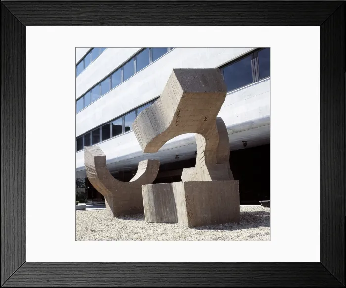 Framed Print : CHILLIDAEduardo (1924-2002). Lugar de encuentros VI. 1974. Sculpture on rock. SPAIN. Madrid. Juan March Foundation. AISA / Everett Collection - Image has fine art copyright
