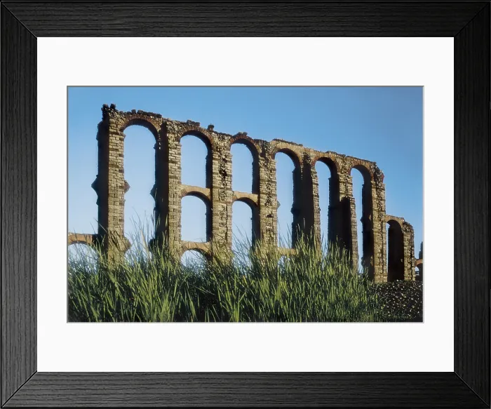 Framed Print : Los Milagros Aqueduct. 1st c. SPAIN. EXTREMADURA. BADAJOZ. Mrida. Emerita Augusta. Los Milagros Aqueduct. Roman art. Early Empire. Architecture Framed Print : Los Milagros Aqueduct. 1st c. SPAIN. EXTREMADURA. BADAJOZ. Mrida. Emerita Augusta. Los Milagros Aqueduct. Roman art. Early Empire. Architecture