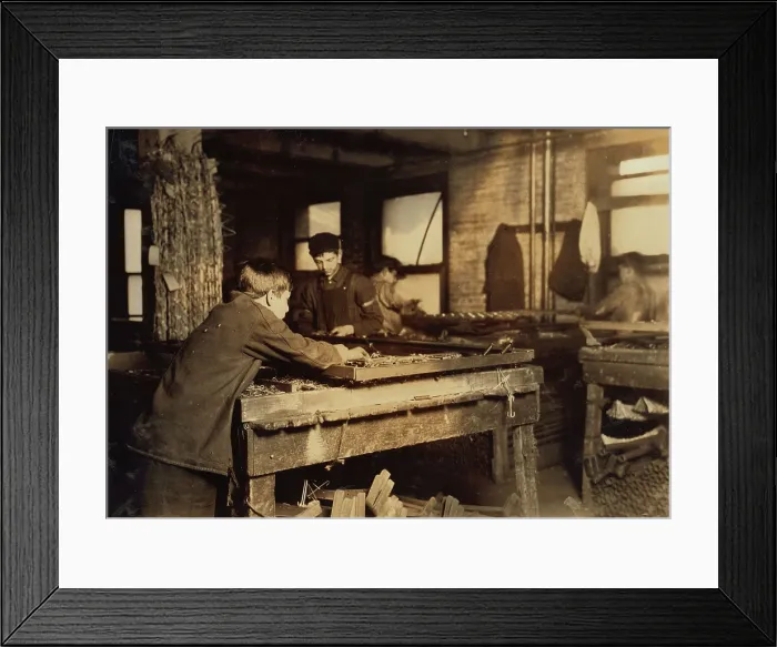 Framed Print : Child Labor, boys linking bed springs, 14 and 15 years old, Boston, Massachusetts, photograph by Lewis Wickes Hine, January 25, 1917 Framed Print : Child Labor, boys linking bed springs, 14 and 15 years old, Boston, Massachusetts, photograph by Lewis Wickes Hine, January 25, 1917