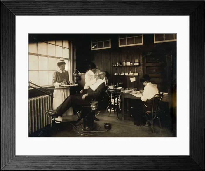 Framed Print : Dental work in a hospital, Cambridge, Massachusetts, photograph by Lewis Wickes Hine, February 1, 1917