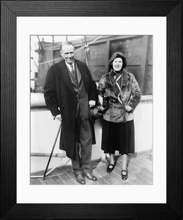 Framed Print : Sinclair Lewis, 1885-1951, the first American awarded the Nobel Prize for Literature, sails with his wife from New York to Stockholm in 1930