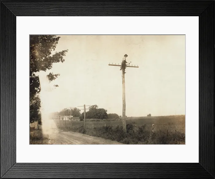Framed Print : Telegraph lineman, Kentucky, photograph by Lewis Wickes Hine, August, 1916 Framed Print : Telegraph lineman, Kentucky, photograph by Lewis Wickes Hine, August, 1916