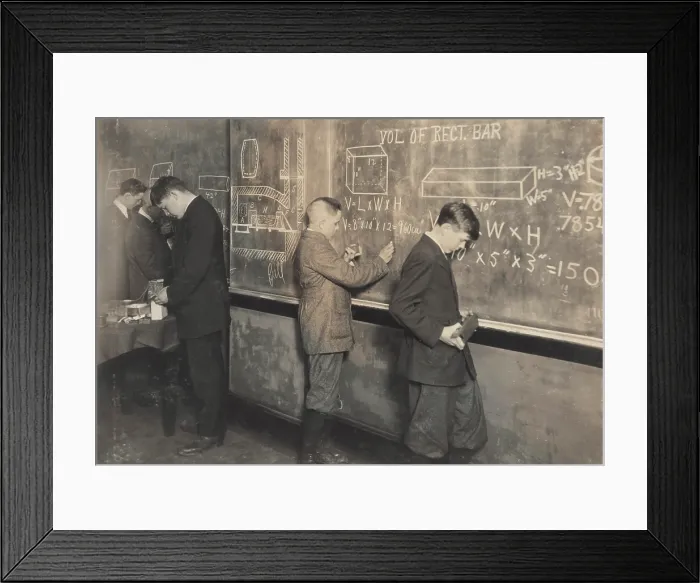 Framed Print : Boys at school, vocational printing, math class, Fall River, Massachusetts, photograph by Lewis Wickes Hine, June 14, 1916 Framed Print : Boys at school, vocational printing, math class, Fall River, Massachusetts, photograph by Lewis Wickes Hine, June 14, 1916