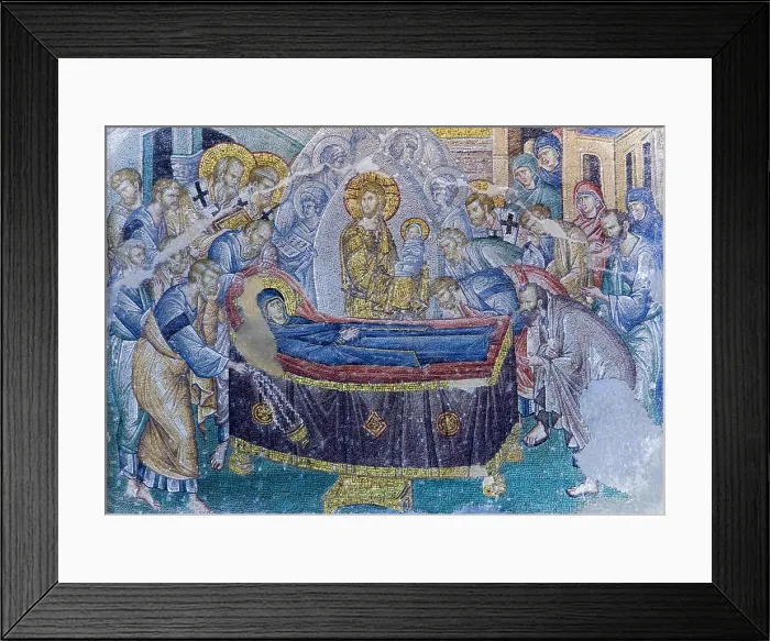 Framed Print : TURKEY. Istanbul. Kahriye Camii (Chora Church). Mosaic depicting the Dormition of Virgin Mary. Naos. Early Byzantine art Framed Print : TURKEY. Istanbul. Kahriye Camii (Chora Church). Mosaic depicting the Dormition of Virgin Mary. Naos. Early Byzantine art