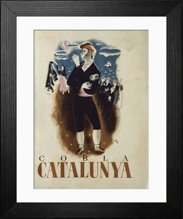 Framed Print : Cobla Catalunyaposter by Antonio Clave Sanmartin for the department of propaganda of Generalitat de Catalunya (1938).. AISA / Everett Collection (30165)**US SALES ONLY**