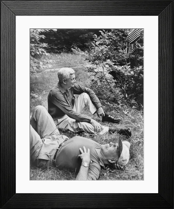 Framed Print : Archibald MacLeish (1892-1992) reclining, and Mark Van Doren (1894-1972), poets, influential educators. Between then, they won a total of four Pulitzer Prizes