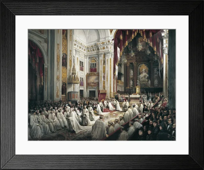 Framed Print : SIGUENZA Y CHAVARRIETA, Joaquin (19th century). Meeting of the Chapter of Military Orders in Order to Invest Alfonso XII as Grand Master