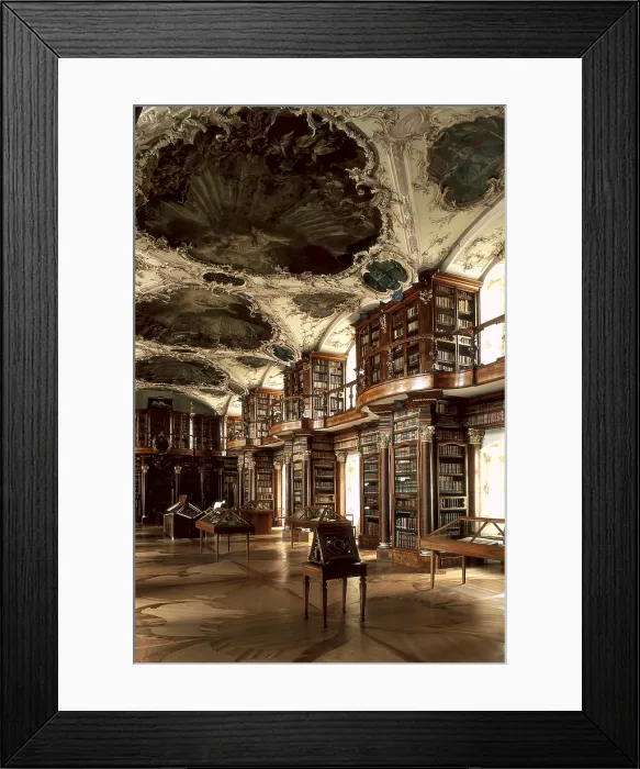 Framed Print : THUMB, Peter (1681-1766). Capitular Library. 1759. SWITZERLAND. SANKT GALLEN. Sankt Gallen. Abbey of Saint Gall. Reading hall of the church. Rococo. - J Framed Print : THUMB, Peter (1681-1766). Capitular Library. 1759. SWITZERLAND. SANKT GALLEN. Sankt Gallen. Abbey of Saint Gall. Reading hall of the church. Rococo. - J