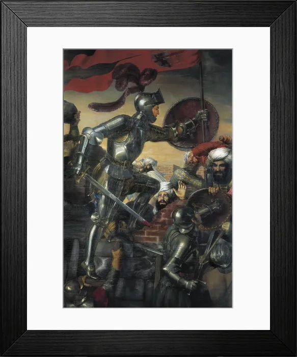 Framed Print : MADRAZO, Jose (1781-1859). Assault of Montefrio by the Gran CapitAn. 1838. SPAIN. Segovia. Alcazar (castle). Episode of he War of Granada (26th June 1488). Detail. Oil on canvas