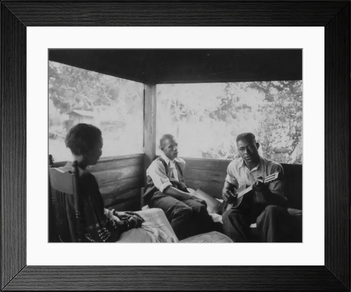 Framed Print : Zora Neale Hurston, Rochelle French, and Gabriel Brown, in Eatonville, Florida during a recording expedition in 1935. Photo by musical folklorist Alan Lomax