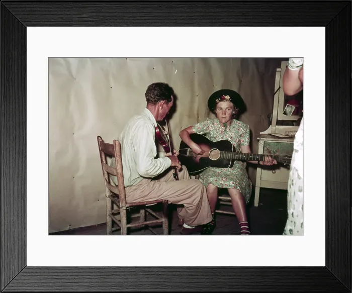 Framed Print : Orchestra at square dance at the home of a sharecropper in McIntosh County, Oklahoma, circa 1939-1940