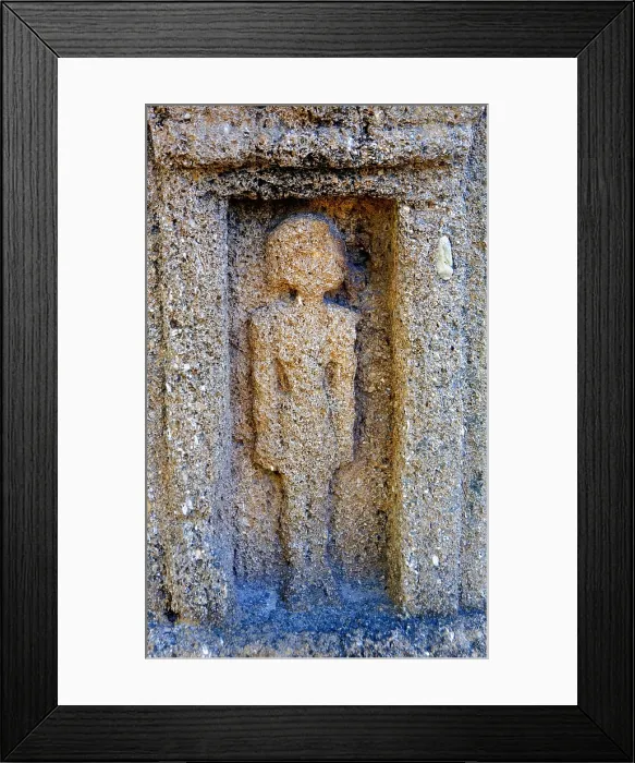 Framed Print : TUNISIA. Carthage. Magic inscription. Detail of a tablet in Tophet - Sanctuary of Tanit and Baal Hammon, the oldest Punic cult place