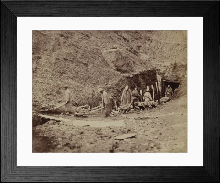 Framed Print : Turkestani workers hauling coal from an underground mine extracting coal close to the surface with pre-industrial methods used since ancient times Framed Print : Turkestani workers hauling coal from an underground mine extracting coal close to the surface with pre-industrial methods used since ancient times