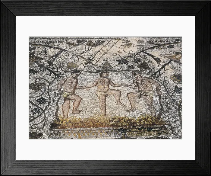 Framed Print : SPAIN. Mrida. House of the Amphitheatre.. Treading grapes for the elaboration of the wine. Roman art. Early Empire. Mosaic. AISA / Everett Collection (33128)**US SALES ONLY** Framed Print : SPAIN. Mrida. House of the Amphitheatre.. Treading grapes for the elaboration of the wine. Roman art. Early Empire. Mosaic. AISA / Everett Collection (33128)**US SALES ONLY**