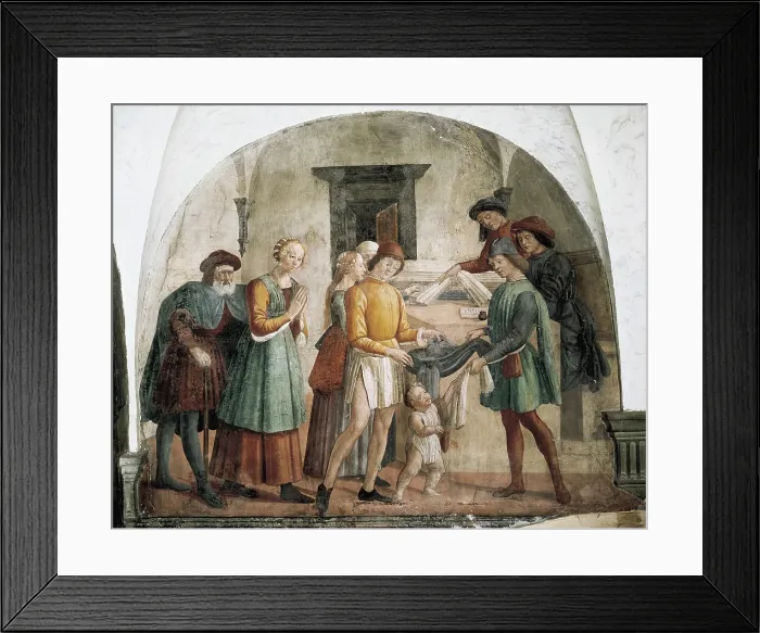Framed Print : GHIRLANDAIOschool of (second half 15th century). Dressing Nakedly. 1449 - 1494. ITALY. Florence. Church of San Martino. Renaissance art. Quattrocento. Fresco
