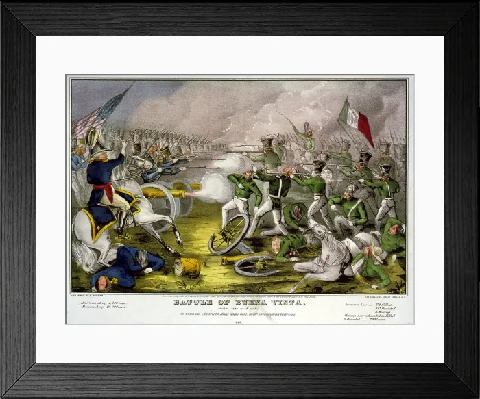 Framed Print : Mexican-American War. Battle of Buena Vista. Fought Feby. 23rd, 1847. In which the American Army under Gel. Taylor were completely victorious