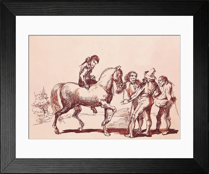 Framed Print : ALENZA y NIETOLeonardo (1807-1845). Countrymen with a white horse. Ink on paper. Romanticism. Drawing. SPAIN. Madrid. National Library Framed Print : ALENZA y NIETOLeonardo (1807-1845). Countrymen with a white horse. Ink on paper. Romanticism. Drawing. SPAIN. Madrid. National Library