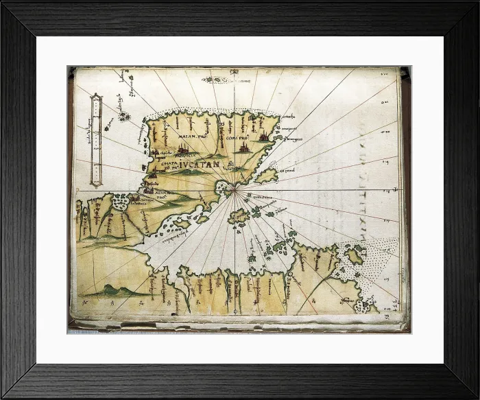 Framed Print : Islario General (16th c.)work by Alonso de Santa Cruz. Map of Central America and Peru. SPAIN. Madrid. National Library. AISA / Everett Collection (99831)**US SALES ONLY**
