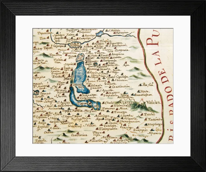 Framed Print : ALZATEJos Antonio (1737-1799). Plan of the archbishopric of Mexico: Mexico City and his lagoon. 1767. Collection Lorenzana-Borbn. Miniature Painting. SPAIN. Toledo