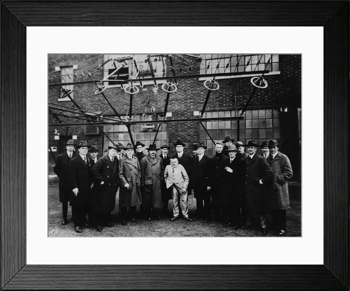 Framed Print : David Sarnoff conducted an inspection tour of the RCA wireless facility in New Jersey in 1921 for several of the world's greatest scientists, including Einstein, Tesla