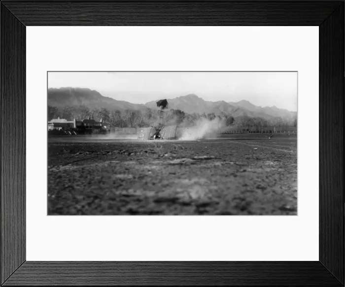 Framed Print : Airplane, just after crash, with tail in air, El Paso, Texas, 1911 Framed Print : Airplane, just after crash, with tail in air, El Paso, Texas, 1911