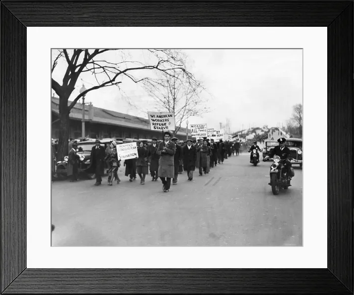 Framed Print : Hunger marchers demand cash relief and unemployment insurance in Washington, D.C. 1931. Courtesy: CSU Archives / Everett Collection