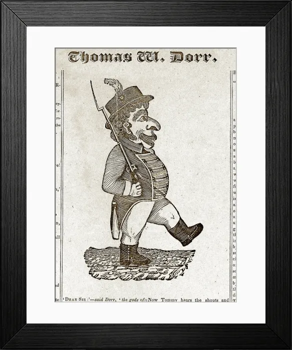 Framed Print : Thomas Wilson Dorr. Caricature of Dorr taken from the broadside, The Sovereignty of the people must and shall be maintained.-- Thoms W. Dorr. From the Auburn Journal and Adv