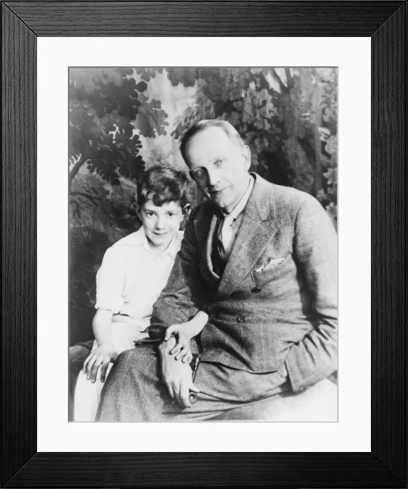 Framed Print : A.A. Milne (1882-1956), the author of 'Winny the Pooh' with his son, Christopher Robin (b.1920), on whom he based the character of the same name Framed Print : A.A. Milne (1882-1956), the author of 'Winny the Pooh' with his son, Christopher Robin (b.1920), on whom he based the character of the same name