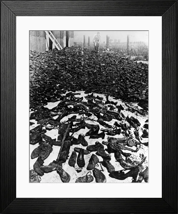 Framed Print : LUBLIN, POLAND--Shoes worn by the millions of men, women and children who marched through the gatess of the annihilation camp Framed Print : LUBLIN, POLAND--Shoes worn by the millions of men, women and children who marched through the gatess of the annihilation camp