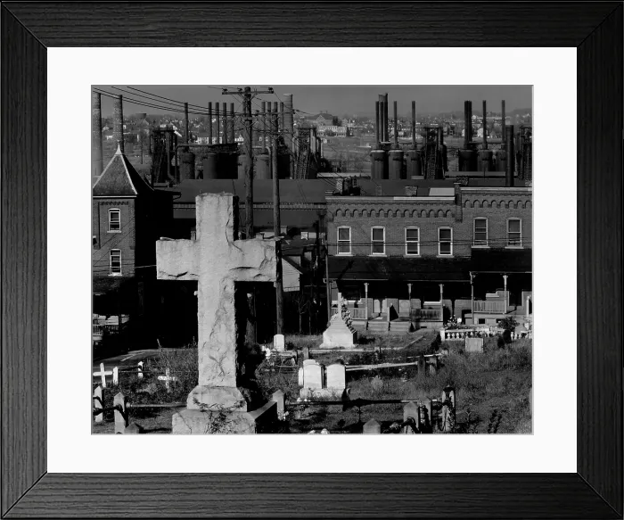 Framed Print : Bethlehem graveyard and steel mill, Pennsylvania, photograph by Walker Evans, November, 1935 Framed Print : Bethlehem graveyard and steel mill, Pennsylvania, photograph by Walker Evans, November, 1935